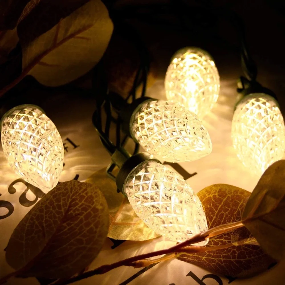 Green Wire Connectable Christmas String Lights 16.4ft Indoor Outdoor Warm White